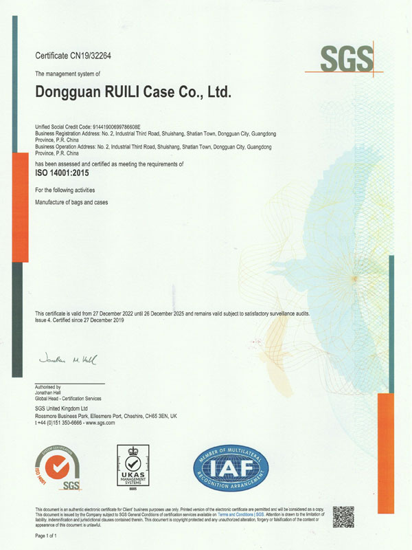 ISO14001:2015Certification certificate